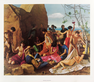 Bacchanal party scene poster by Claudio Bravo