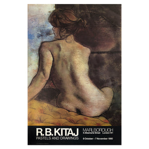 1980 Marlborough London poster for R.B. Kitaj featuring a pastel drawing of the back of a nude woman