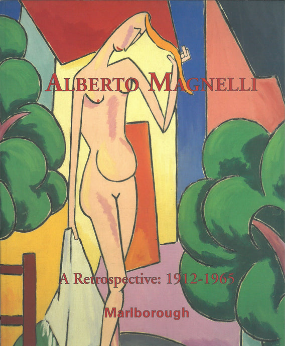 Magnelli catalogue cover featuring a female figure on an abstracted colorful background
